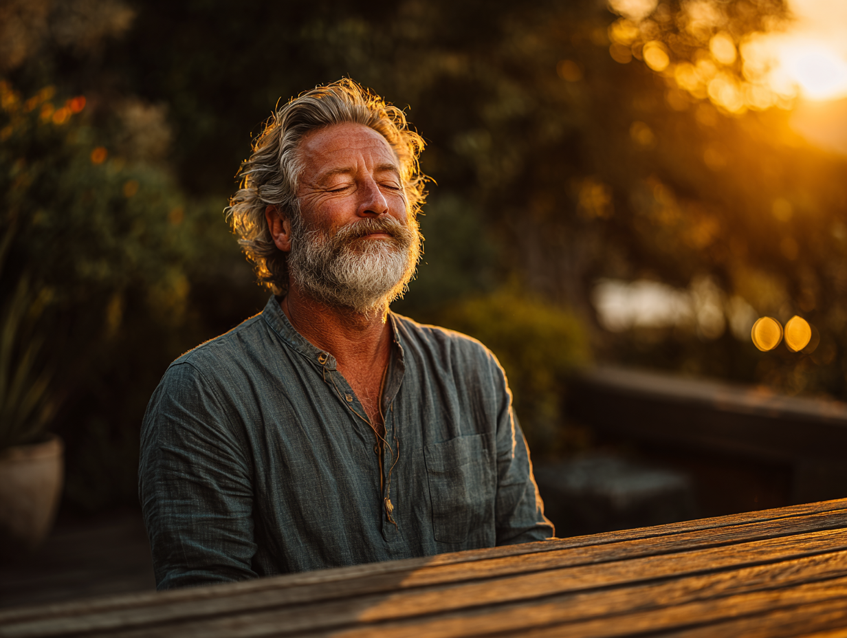 Група людей середнього віку займається йогою в парку